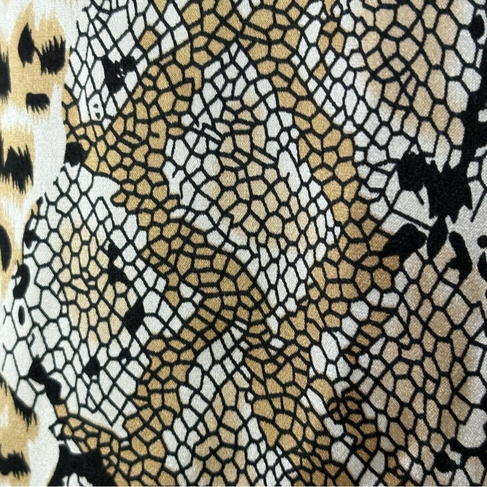 CAROLINE ROSE Vintage 100% Silk Long Tunic Blouse Top Shirt Leopard Snakeskin L - Picture 12 of 17